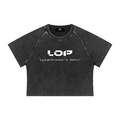 LOP Women's Mineral Wash Crop Shirt