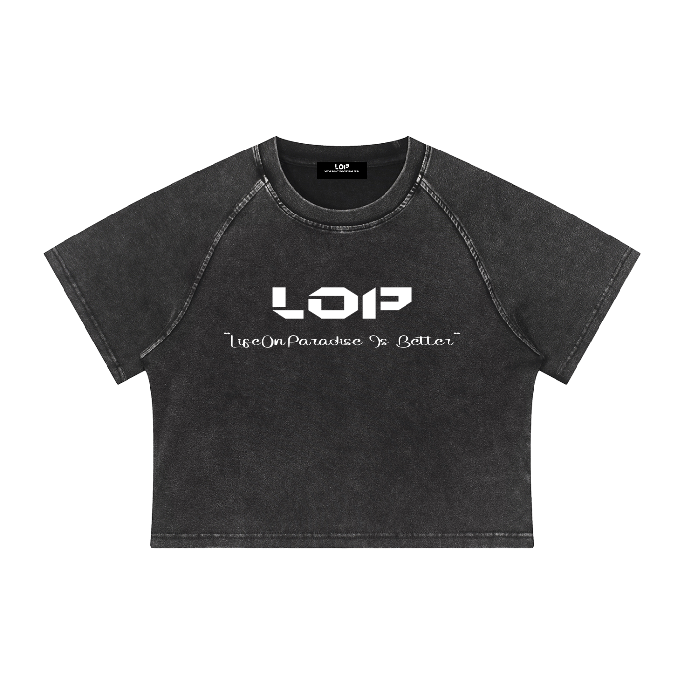 LOP Women's Mineral Wash Crop Shirt